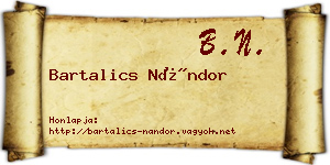 Bartalics Nándor névjegykártya